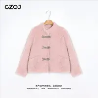 老琴私服【绒冬序曲】琥珀流光风100绵羊毛保暖加厚毛毛外套女29996
