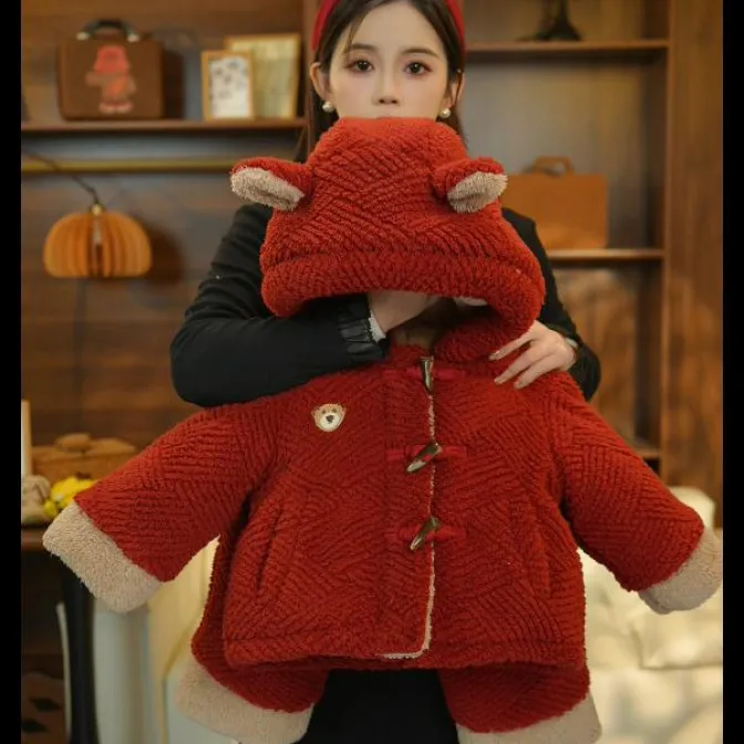 男女宝宝冬季加绒加厚棉服中小童儿童连帽保暖棉袄套装二件套潮