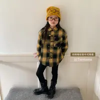 豆几妈 9/15女童秋冬装翻领绗棉格纹新中式棉服男童秋款棉衣外套