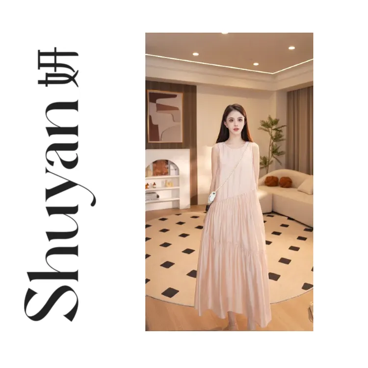 Shuyan妍【夏日浪漫】肌理感天丝法式轻度假风浪漫连衣裙665032