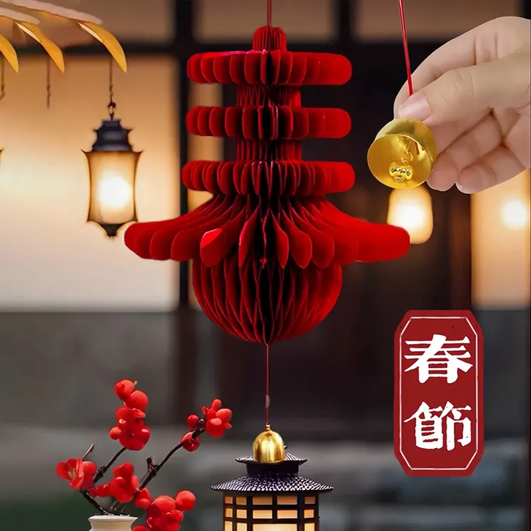 春字铃铛挂件2026新年马年装饰用品壁挂灯笼中式客厅场景布置春节