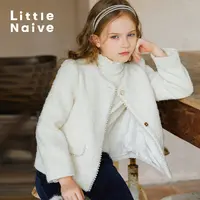 LittleNaive儿童红色拜年服秋冬时髦小香风外套女童羊毛呢子外套