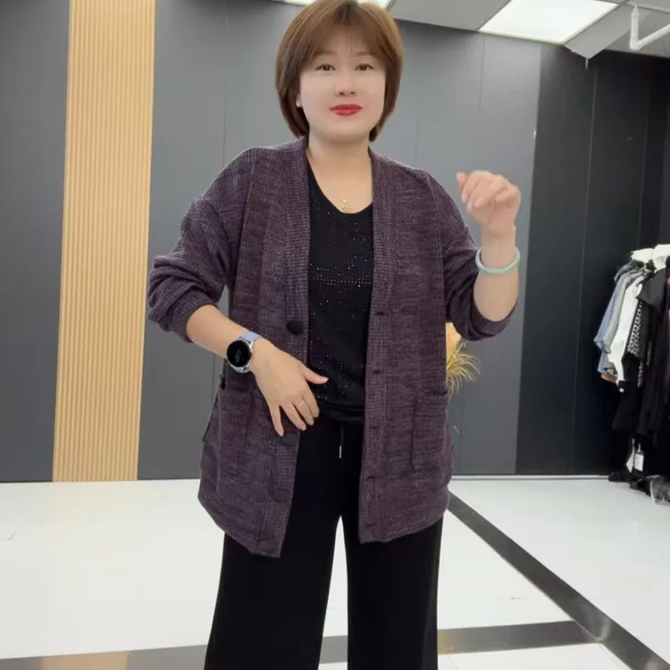 939梵#大码时尚休闲风宽松显瘦秋季气质开衫外套上衣