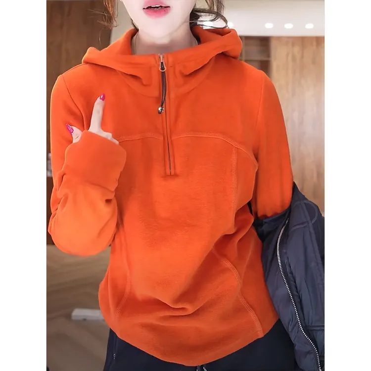 设计感连帽卫衣女2025冬季新款双面绒时尚休闲减龄保暖打底上衣潮