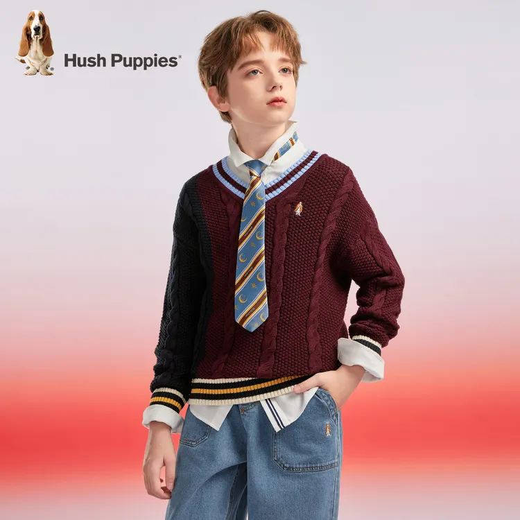 【针织线衣】暇步士童装2025秋季新款马术俱乐部系列柔软v领线衣