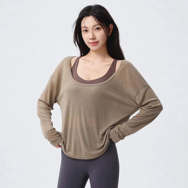 宽松薄款瑜伽服女2025新款运动上衣长袖速干罩衫显瘦普拉提训练服