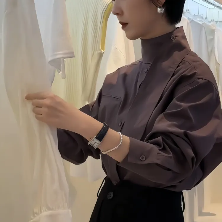 法式气质立领飘带衬衫女2025秋季新款高级感宽松显瘦洋气通勤衬衣