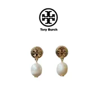TORY BURCH/汤丽柏琦时尚简约百搭 耳环 女款 金/白色1对