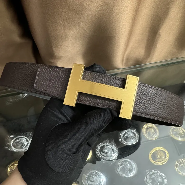 新款男女通用高档皮带休闲工字扣H扣牛皮腰带青中年商务情侣韩潮