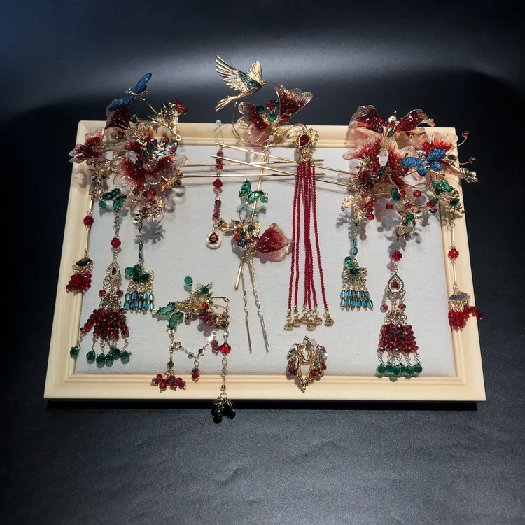 婚庆饰品1341百搭红绿撞色水凝花朵中式秀禾新娘头饰结婚婚礼婚饰