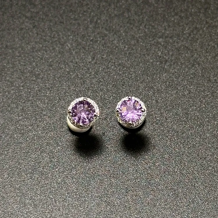 【地大甄选·微醺烟花紫】紫水晶耳钉s925轻奢紫法式女送礼多样发一