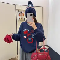 【娃娃专属】设计感毛巾布刺绣番茄加绒卫衣女冬季宽松慵懒百搭长袖