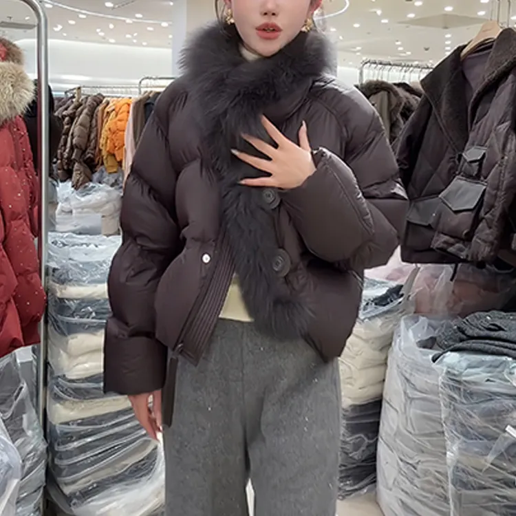 香朵儿【小宇宙】时尚立领毛绒棉服外套女秋冬新款加厚保暖时尚棉衣