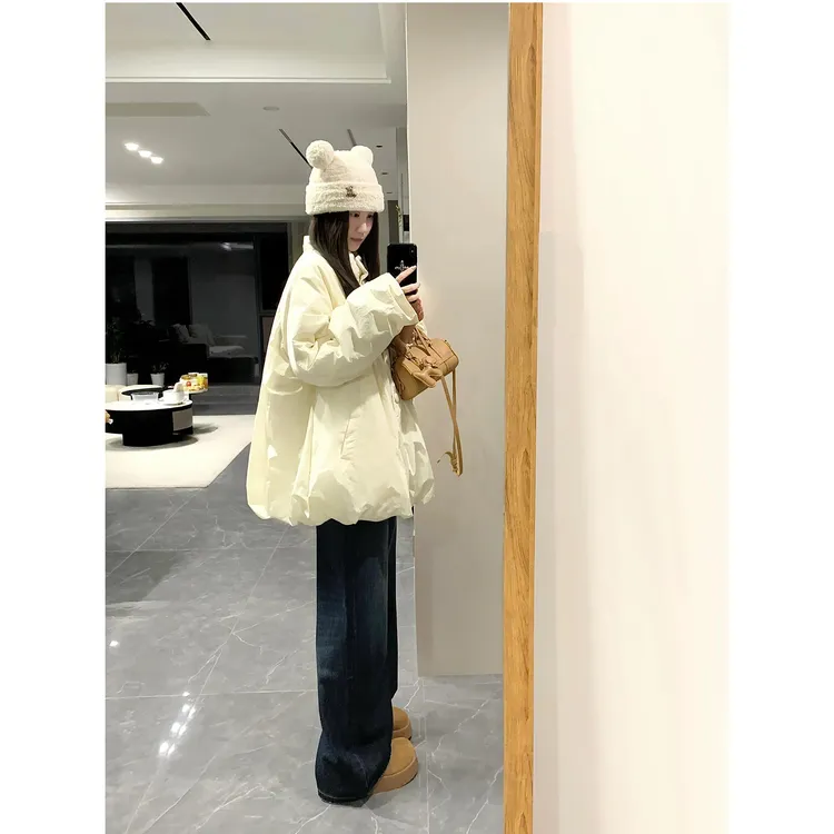 慵懒风宽松小众设计A字花苞保暖轻薄棉服冬季新款休闲减龄外套