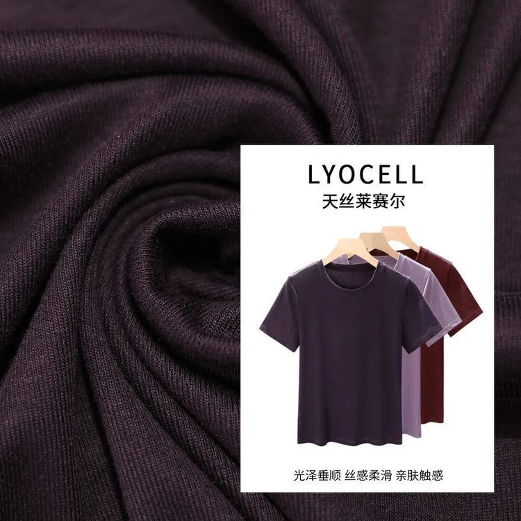 莱赛尔天丝面膜T夏季新款圆领2025弹力气质显瘦简约短袖打底衫女