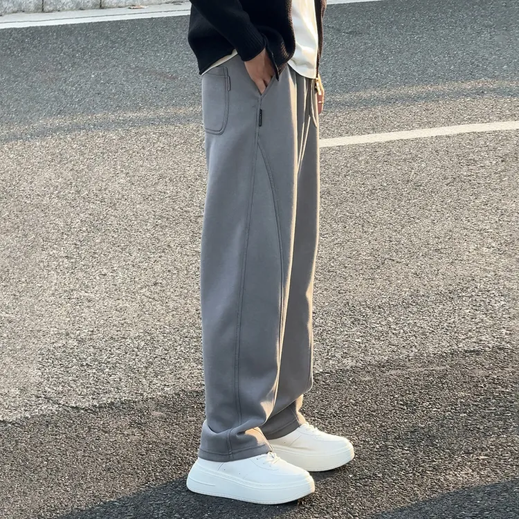 重磅破坏水洗休闲裤男士春秋宽松香蕉裤垂感阔腿弯刀卫裤拖地裤男