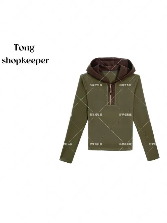 QJ/彤掌柜1682653 秋冬2025新款绵羊毛厚实拼色连帽通勤百搭外套