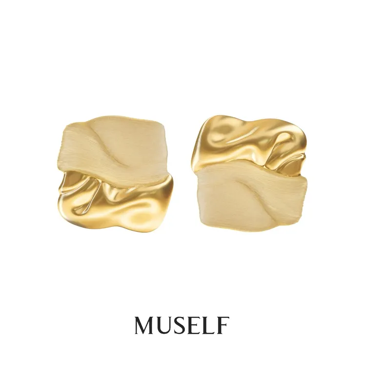 【辰星专属】铜合金耳饰 MUSELF慕我 褶皱绸缎耳饰 复古轻奢小众设计感