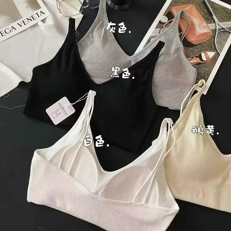 孕妇内衣薄款深V领美背大露背法式螺纹棉舒适透气无痕运动文胸