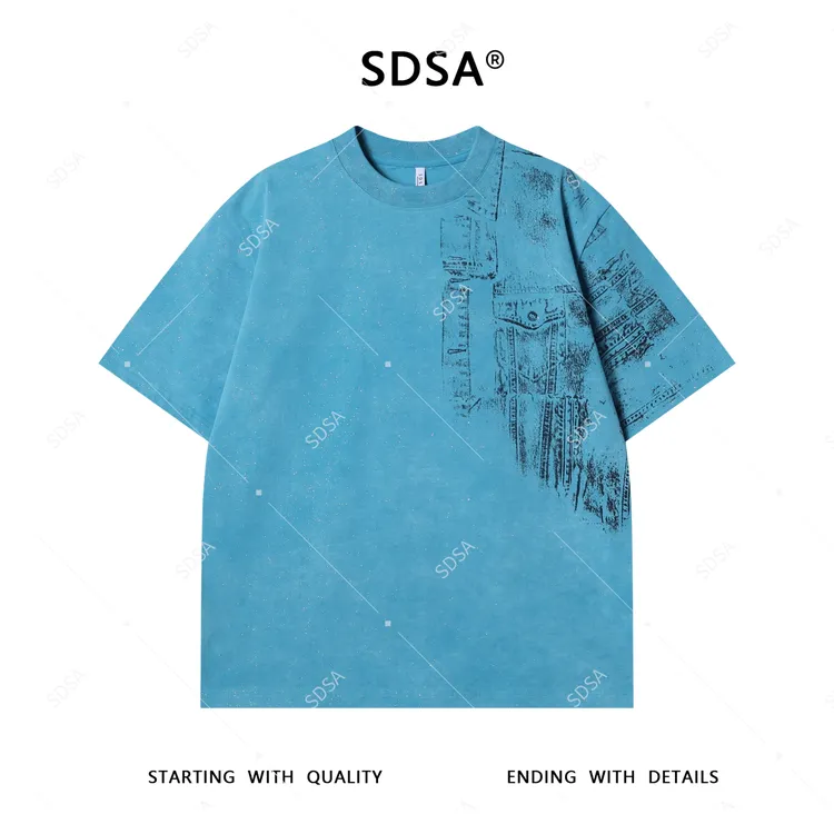 夏季高级感新款男士简约满天星印花设计短袖T恤痞帅高街圆领上衣