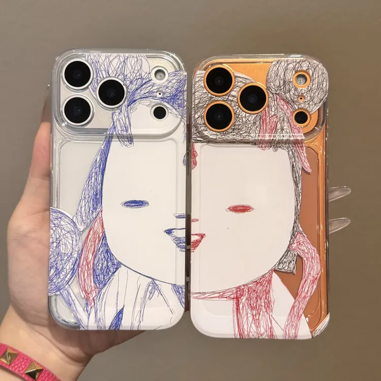 创意素描胡巴情侣壳适用苹果17pro/16promaxiPhone15手机壳1314