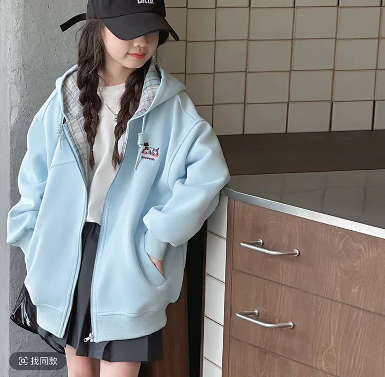 【秋上新】女春秋季腊肠狗刺绣开衫连帽卫衣外套D