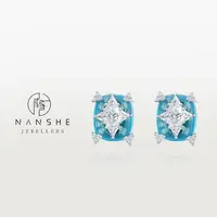 NANSHE/南奢 薄荷曼波耳钉蓝色轻奢高级手工耳环 L1559