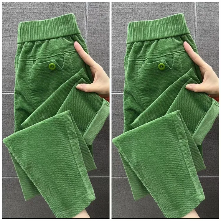 灯芯绒女裤哈伦裤新款加厚宽松高腰弹力萝卜裤高档休闲裤女女款