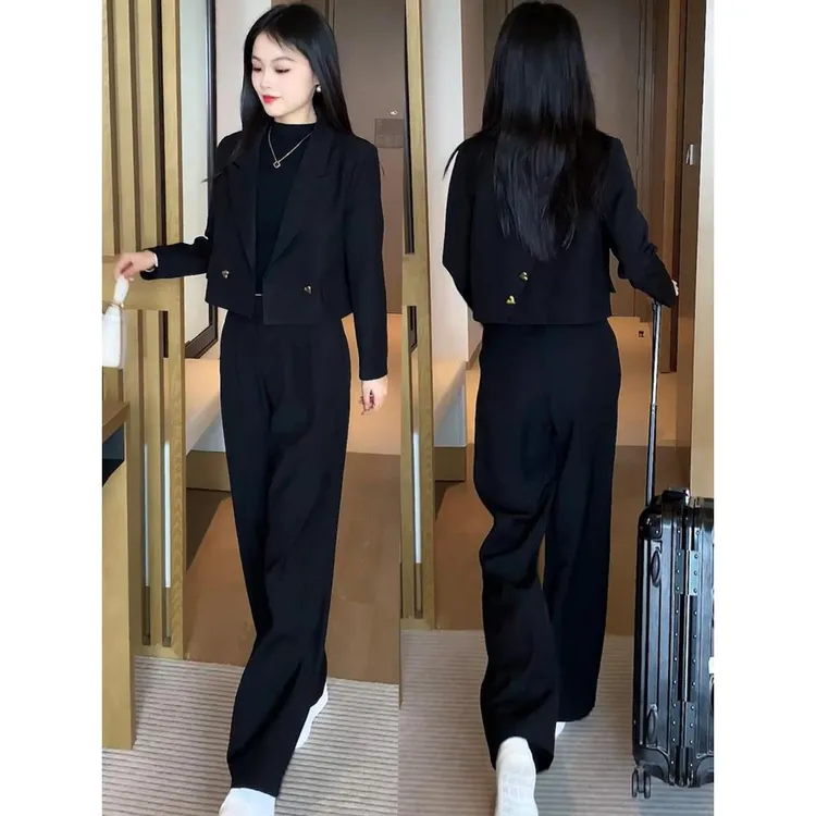 小个子时尚西装套装女装短款2025春秋新款职业气质西服外套两件套