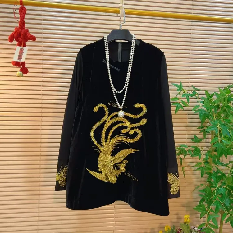 复古大气刺绣中长马甲打底俩件套胖YY2025秋季新款新中式国风套装