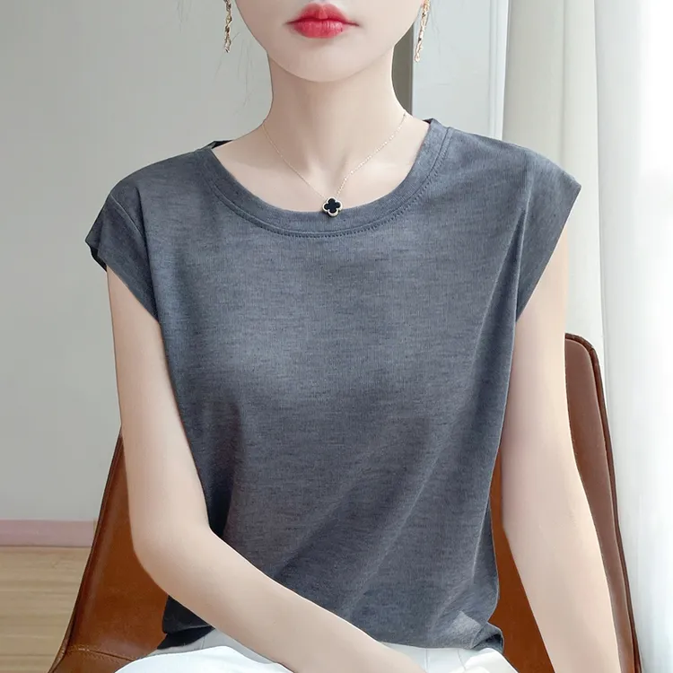 【退货运费全补】夏季莱赛尔圆领短袖T恤女面膜t宽松内搭白色打底衫