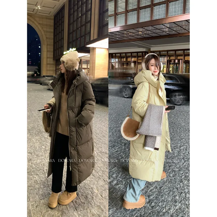 现货大婉酱微胖定制【欧包】廓形90白鸭绒连帽羽绒服冬季外套 9881D