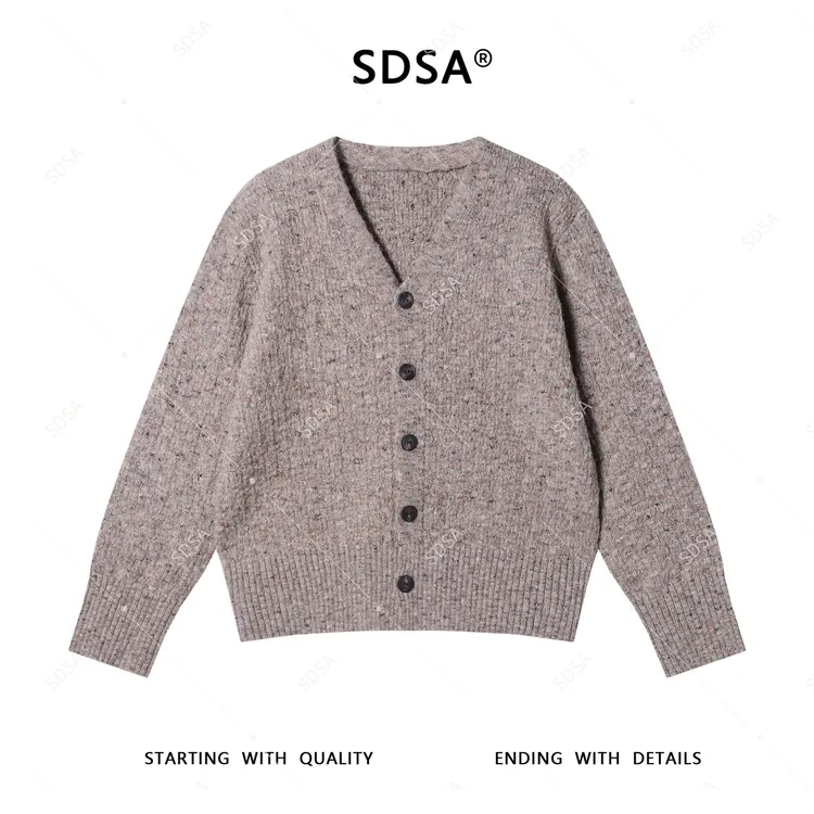 SDSA男士秋冬新款轻奢痞帅男装通勤V领时尚开衫款针织衫百搭毛衣