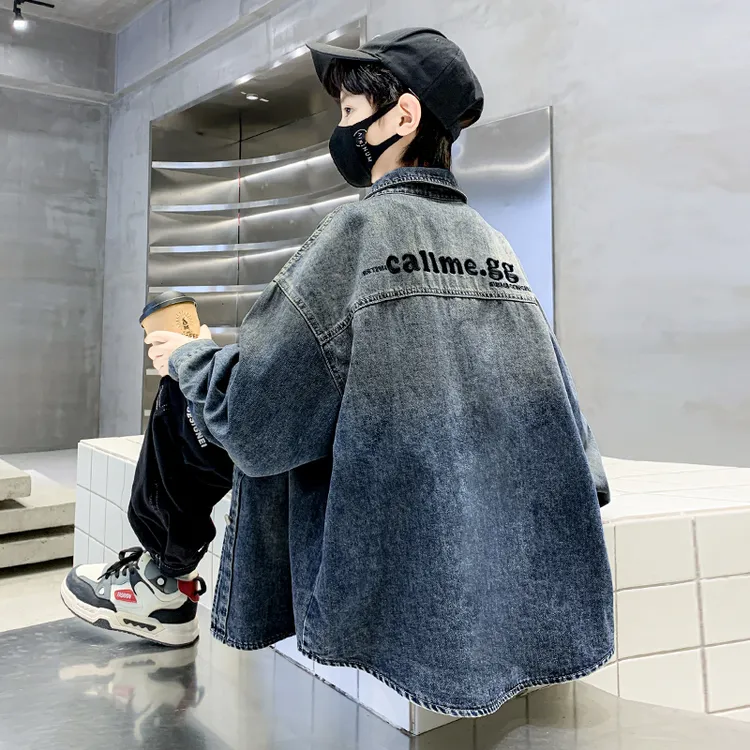 儿童装男童衬衫春秋款2025新款春装中大童春季牛仔男孩外套衬衣潮