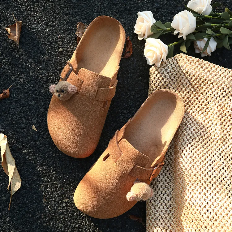 勃肯鞋女软底软木网红爆款复古泰迪一脚蹬外穿防滑四季通勤穆勒鞋