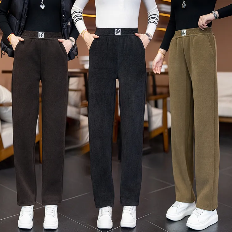 【运补6-8元】加绒加厚长裤女2025冬季新款高腰一条过冬保暖直筒裤