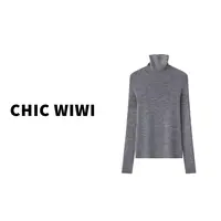 CHIC WIWI 堆堆领无缝一体精纺扬子纱羊毛衫针织打底衫ZY035350