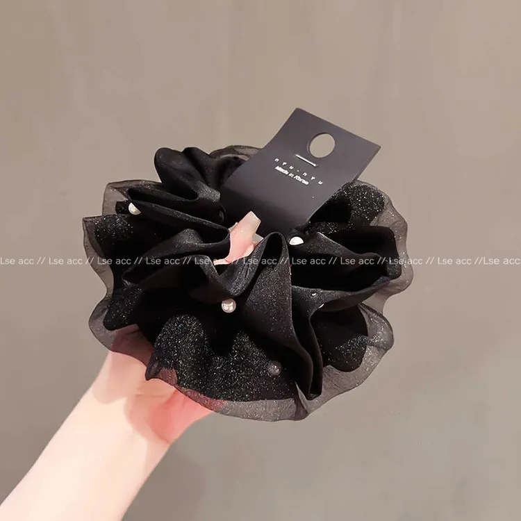 高级感柔纱珍珠大肠发圈女2025新款扎头发绳发饰头绳时尚洋气头花