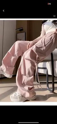 【柚柚直播间】辣妹风美式粉色工装裤女直筒阔腿跳舞休闲裤