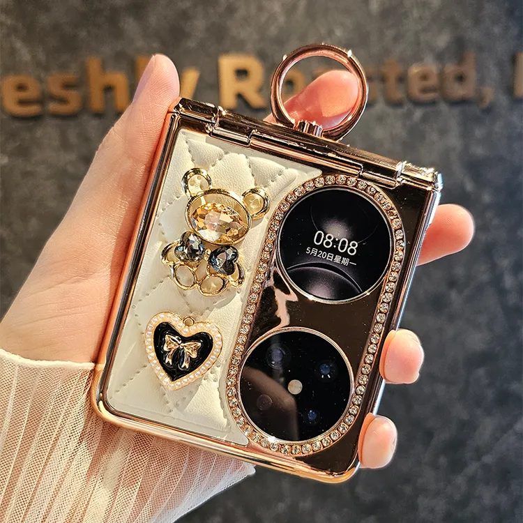 高档小香风小熊适用华为pocket2手机壳purax防摔全包p50pockets