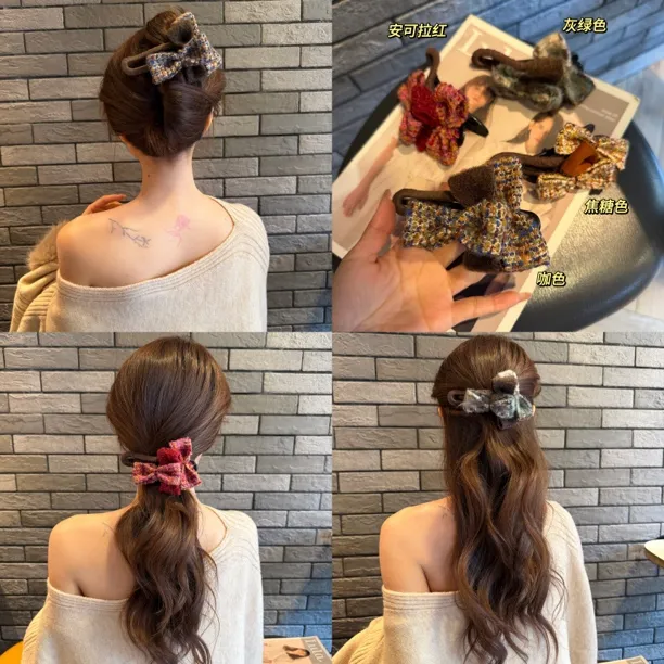 轻奢复古毛绒发夹精致高端法式秋冬发夹抓夹女气质时尚百搭抓夹