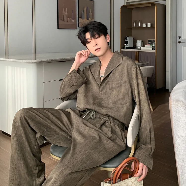 一轩轩轩【轻简都市】秋季轻熟风高级感休闲男士衬衫套装1281-1282