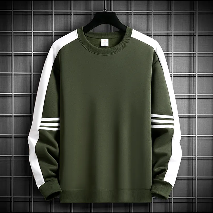 秋冬新款卫衣男圆领加绒加厚青少年学生拼接加大码保暖长袖打底衫