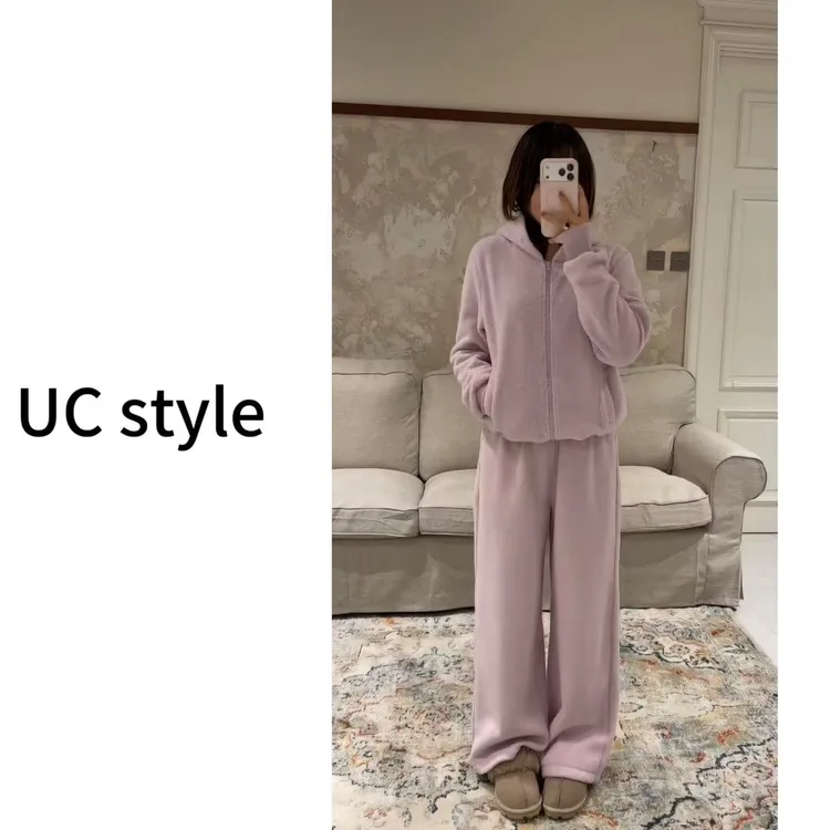 【UCSTYLE】A9188纯色休闲摇粒绒套装 主播穿S码