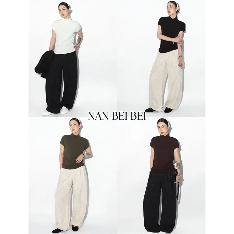 NanBeiBei ‘瘦瘦T’基础百搭纯色半高领短袖上衣 767