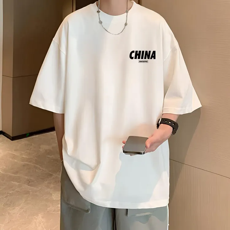 DIKADENG/蒂卡登夏季纯棉短袖t恤男潮牌宽松青少年重磅半袖上衣