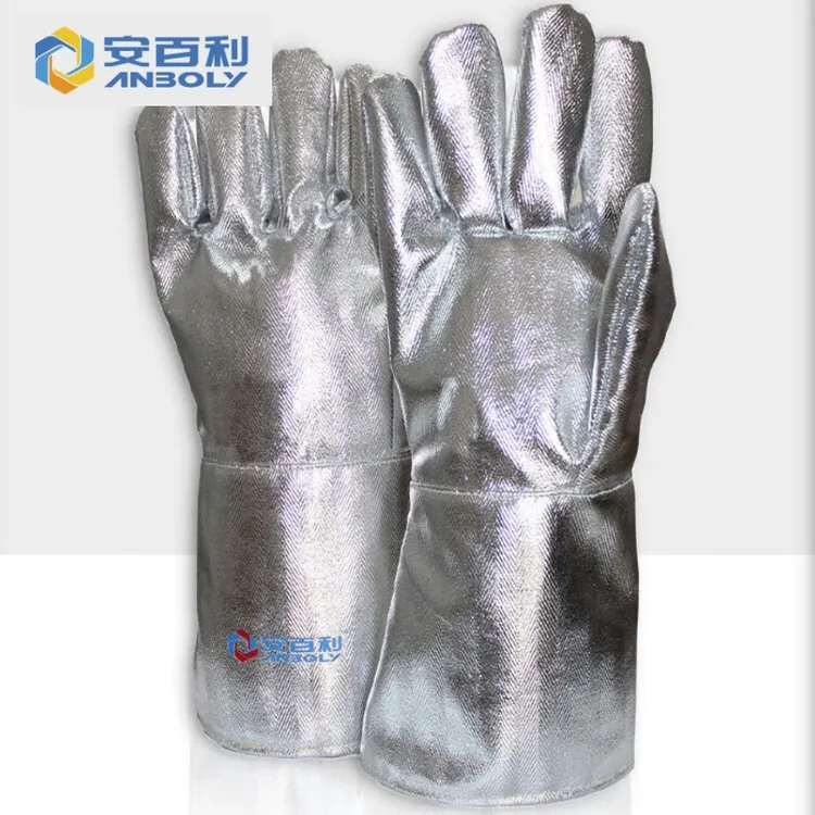 60cm安百利加长500度1000度铝箔耐高温隔热手套防烫阻燃工业防火