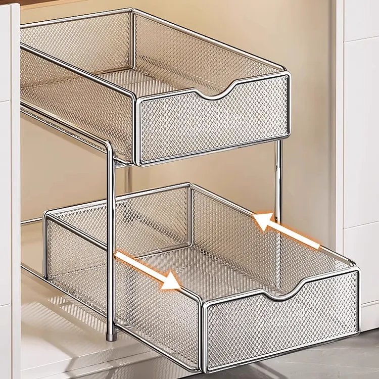 家用厨房抽拉式置物架橱柜内分层架下水槽各种神器收纳拉篮