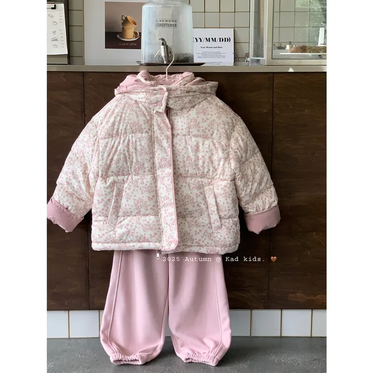 V5260-小花棉衣女童加厚冬季