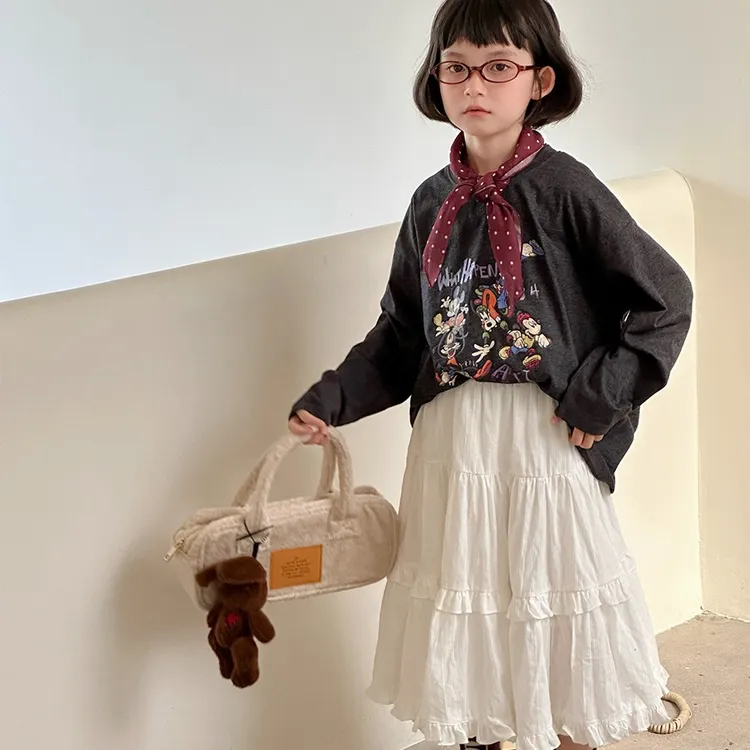 2025秋季新款韩版卡通印花T恤女童百搭宽松休闲长袖上衣